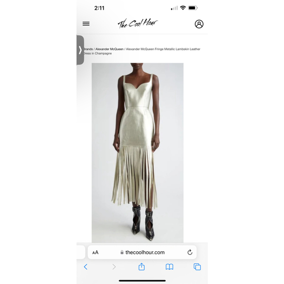 Alexander McQueen Dresses & Skirts - NWOT Alexander McQueen Gold Leather Dress Size 40